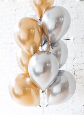 10寸金属球单层加厚珠光金属色乳胶气球生日会场布置婚礼婚房装饰