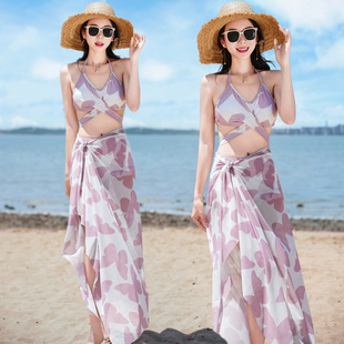 比基尼游泳衣女分体三件套温泉海边度假bikini性感波西米亚风泳装