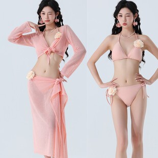 2026新款bikini辣妹比基尼海边度假拍照巴厘岛分体四件套泳衣女