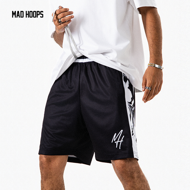 Madhoops运动短裤美式印花篮球裤