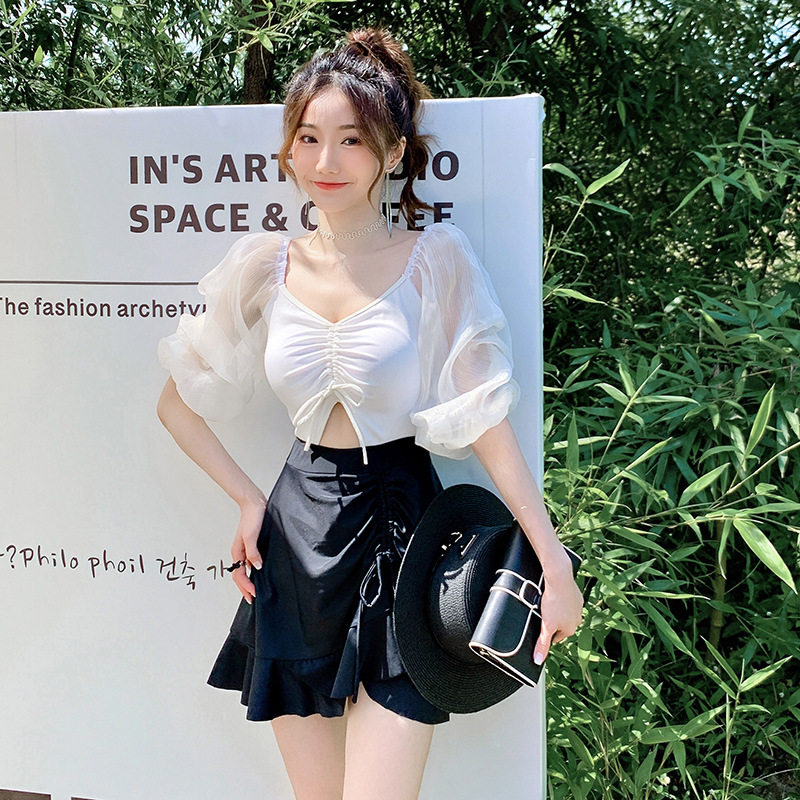 ins连体泳衣女保守遮肚显瘦性感