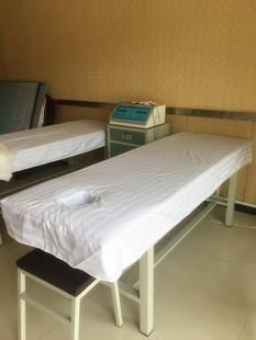 涤棉非纯棉定制按摩床笠床罩， 推拿带洞床单美容床条纹床罩床单