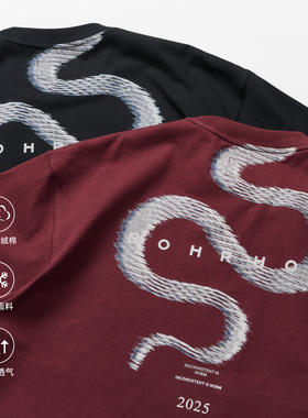 BOHRHOO25SS蛇年系列“7A级”抗菌凉感新疆长绒棉印花短袖T恤男夏