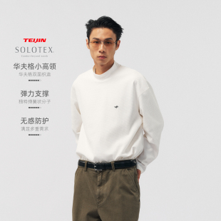 BOHRHOO25AW「独角仙」刺绣小立领华夫格基础长袖 T恤男女秋 打底衫