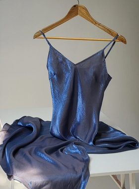 吉然JIRANDESIGN夜澜-真丝桑蚕丝高端定制吊带裙写真度假拍照斜裁