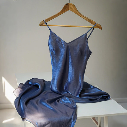 吉然JIRANDESIGN夜澜-真丝桑蚕丝高端定制吊带裙写真度假拍照斜裁