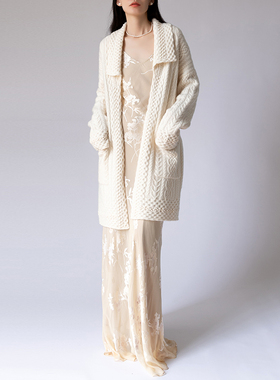 JIRANDESIGN羊绒毛衣外套女秋新款宽松慵懒风中长款针织开衫上衣