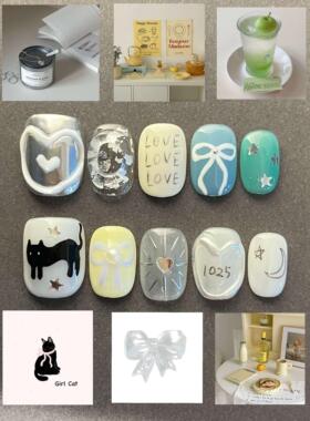 IS'SYI Nail【露娜】可爱趣味ins风短甲小众设计感手工穿戴甲美甲