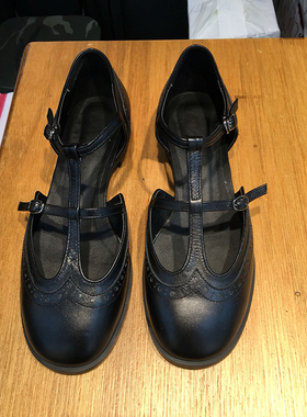 9号鞋坊！复古娃娃平底皮鞋圆头浅口低跟单鞋玛丽珍罗马包头凉鞋