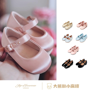现货大熊家AGE 26SS童鞋经典珍珠鞋皮鞋公主鞋丝绒高跟鞋学院风