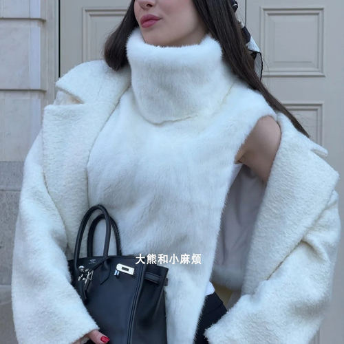 MILOVES成人纯色水貂毛皮草背心