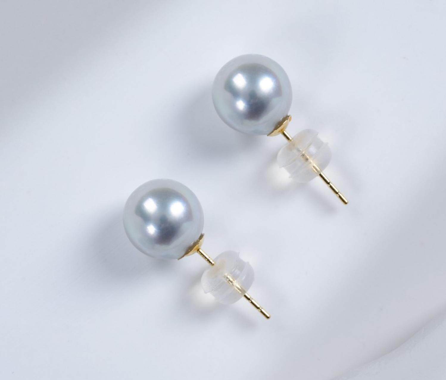 【可乐优选】18k金8-9mm海水真多麻耳钉