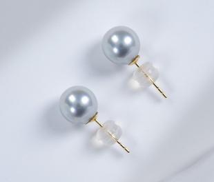 9mm海水真多麻耳钉 18k金8 可乐优选