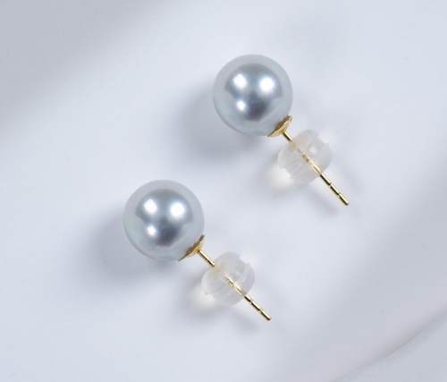 【可乐优选】18k金8-9mm海水真多麻耳钉