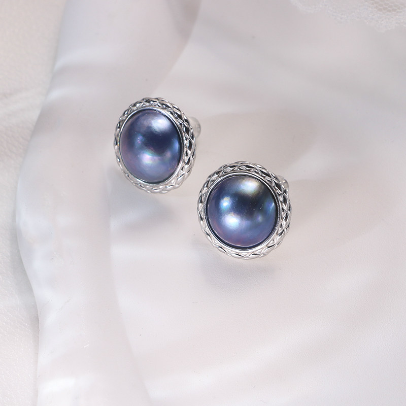 【可乐优选】天空蓝15-16mm海水马贝珍珠耳钉