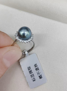 【可乐优选】9-10mmS925银大溪地海水戒指