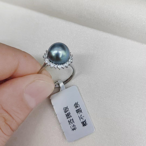 【可乐优选】9-10mmS925银大溪地海水戒指