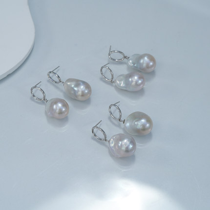 925银12-13mm巴洛克耳钉（多样性发一）