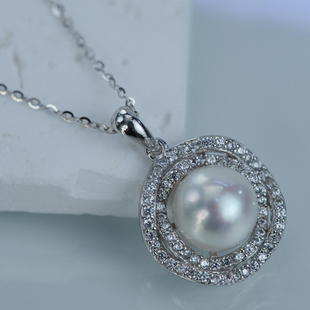 9mm极光无核珍珠太阳花吊坠 925银8 可乐优选