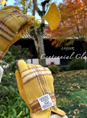 英国面料！新款加厚花呢复古格纹情侣同款可触屏保暖手套女冬季