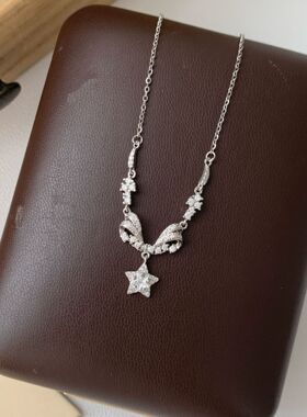 S925纯银满钻星星项链女日系复古小众设计高级感锁骨链小红书爆款