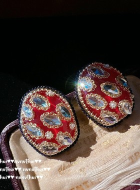 苏富比 浆果宝石耳环 Vintage 镀18K金 水果锦囊蛋形锆石耳坠