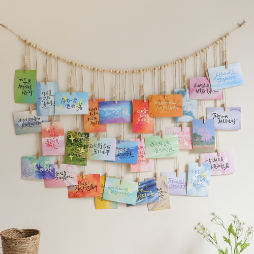 创意文字卡片墙装饰麻绳照片夹