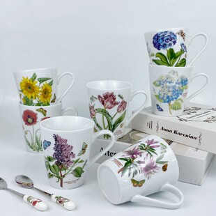 波特美林釉上彩陶瓷马克杯家用早餐杯咖啡杯大容量300ML茶杯水杯