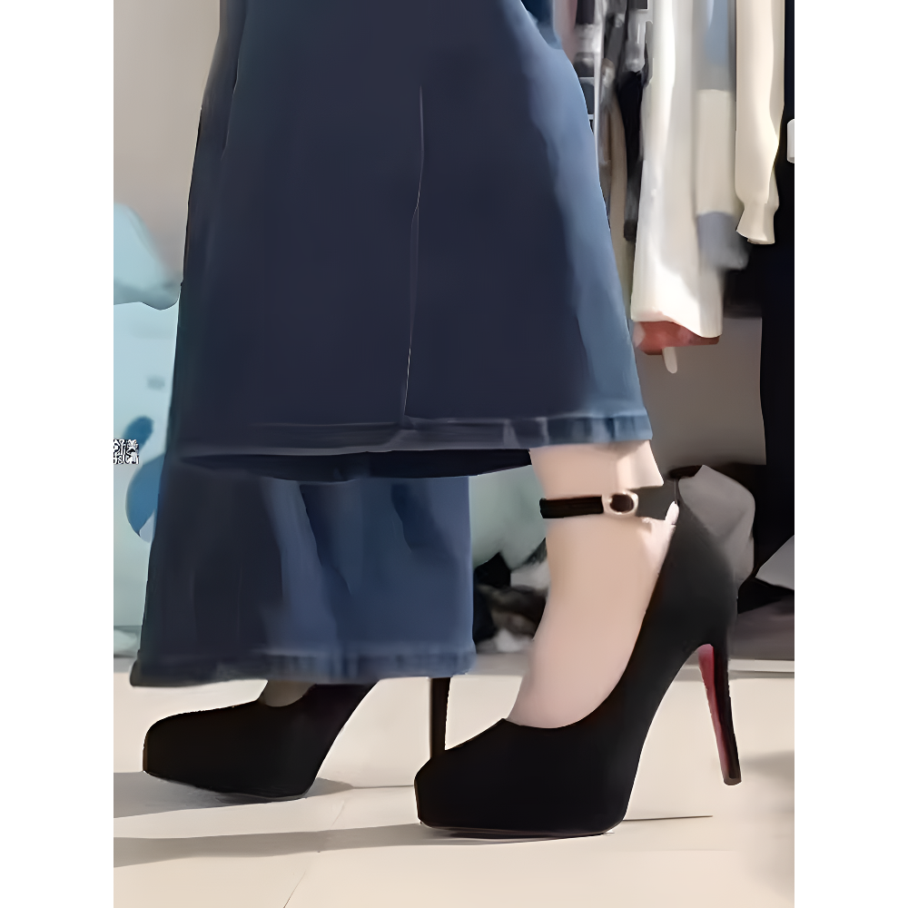 法式不掉跟绒面防水台高跟鞋女日常新款小众设计红底职业单鞋女,女鞋,深口单鞋,淘宝优惠券,粉丝福利购,淘宝优惠卷