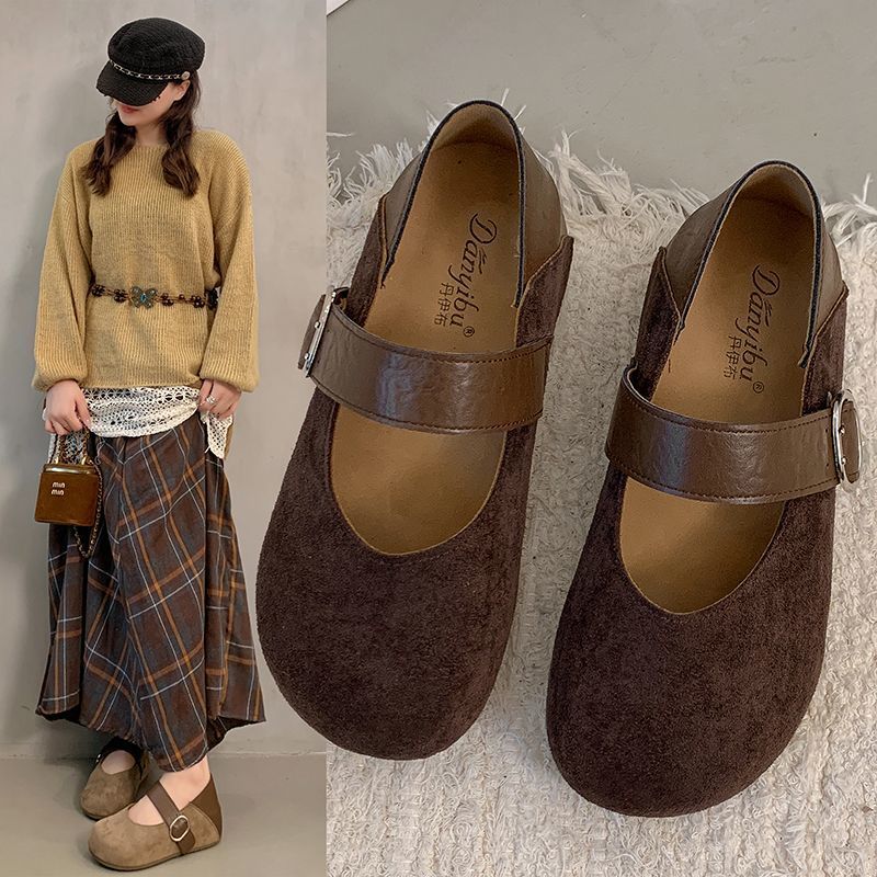 复古新款豹纹玛丽珍鞋女2025秋季平底软底豆豆浅口单鞋增高勃肯鞋