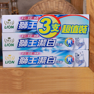 进口Lion狮王洁白超凉口味牙膏200g薄荷高钙双氟洁白防蛀护龈3支