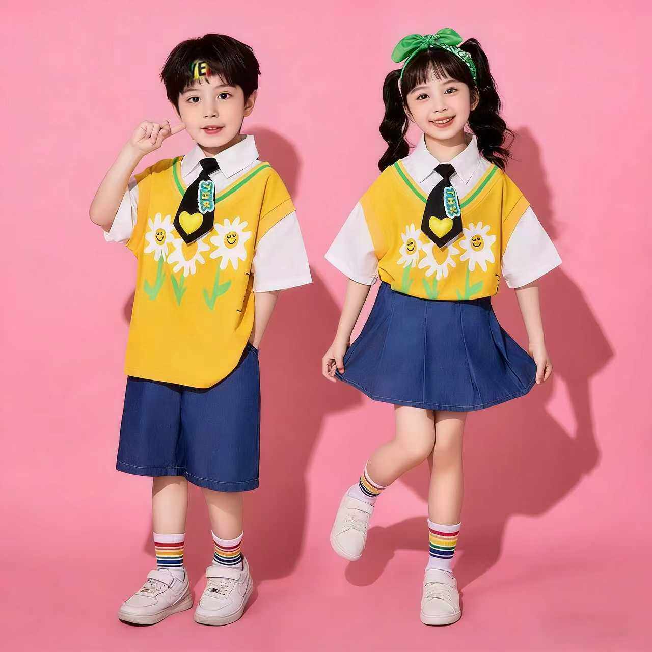 小学生夏季校服套装六一演出服幼儿园园服毕业照服装运动会班服