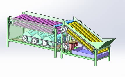 自动土豆筛选机设计SolidWorks2018三维模型 可进行编辑，带参数