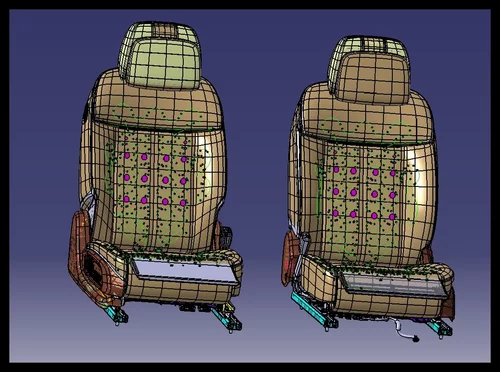前排坐垫下沉折叠放平座椅3D建模模型软件三维CatiaV5-6R2016