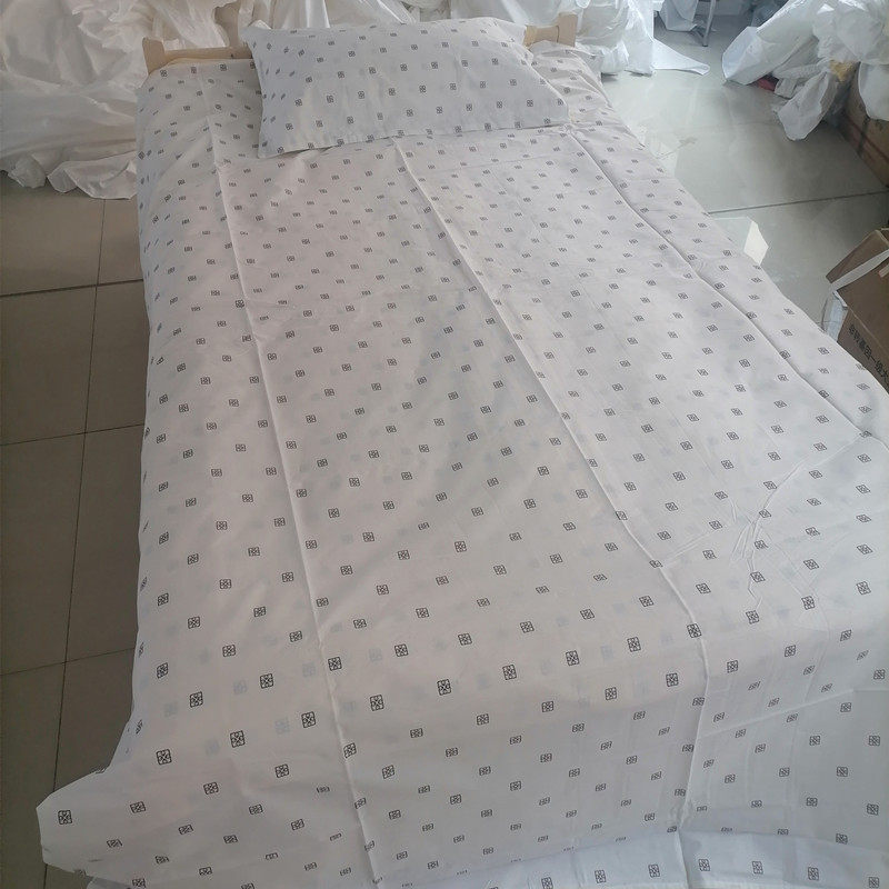 酒店宾馆医院民宿美容按摩床养老院全棉涤棉印章花图章花米黄被套