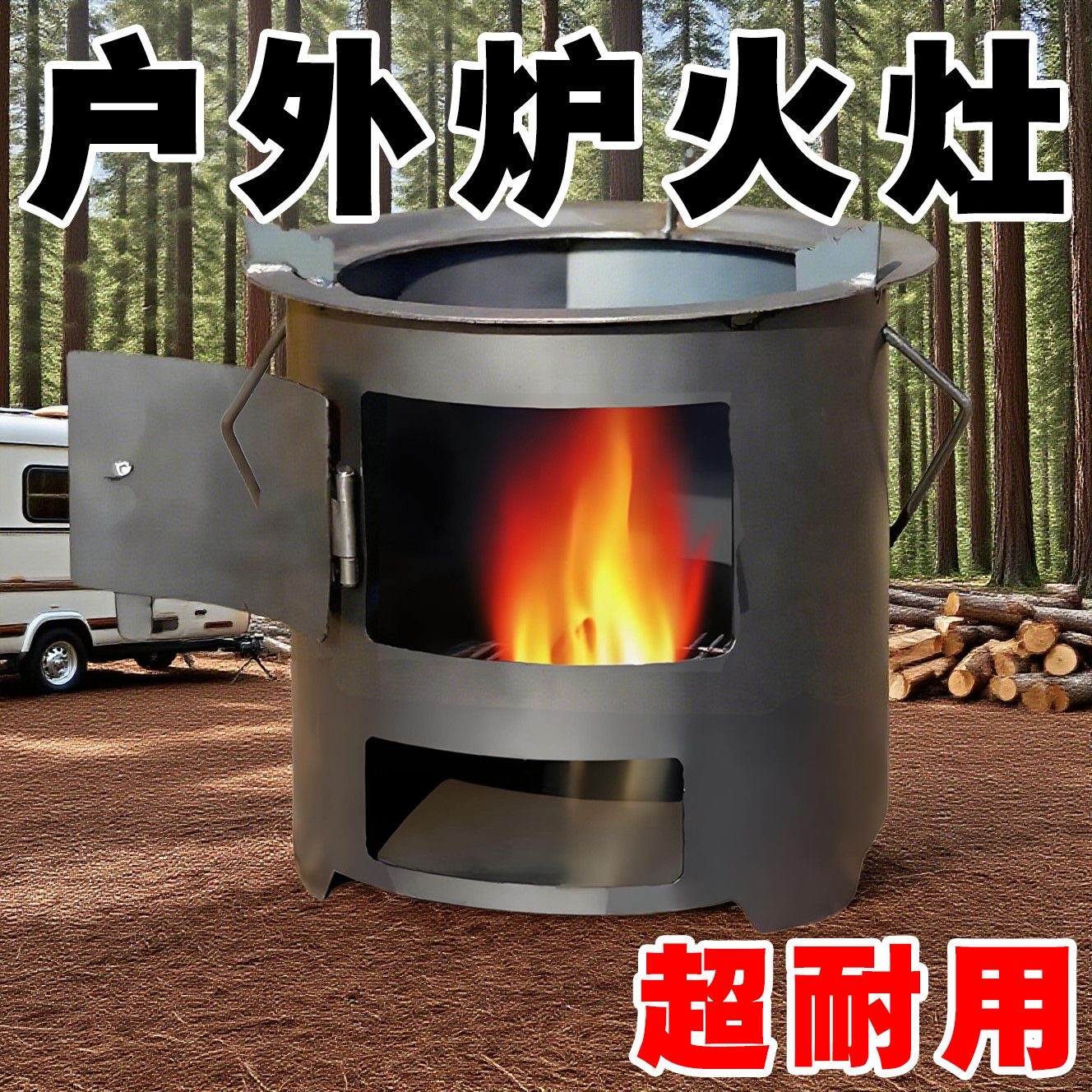 户外柴火炉子新款柴火灶烧木柴围炉煮茶家用便携野外炉灶露营炊具