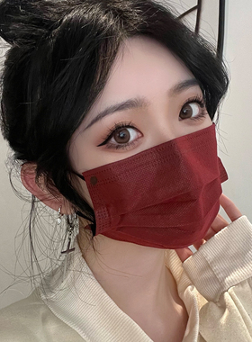 莫兰迪色口罩夏季防尘女可爱薄款透气一次性三层黑色男高颜值定制