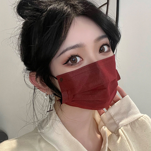 莫兰迪色口罩夏季 透气一次性三层黑色男高颜值定制 防尘女可爱薄款