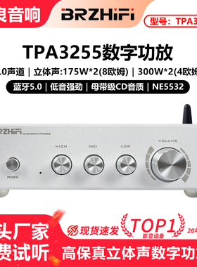 清风 BRZHIFI TPA3255 蓝牙5.0大功率发烧数字功放 300W低音强劲