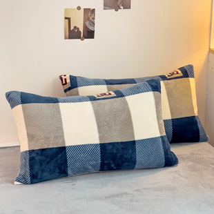 牛奶绒单人枕套一对装双面绒枕头套珊瑚绒儿童冬季加绒加厚枕芯套