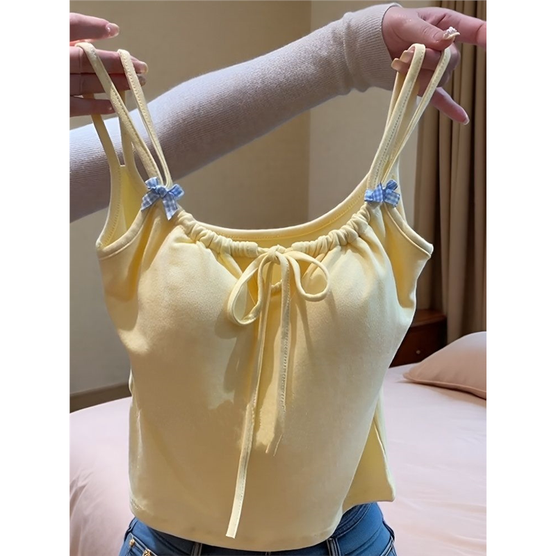 纯欲少女蝴蝶结吊带背心
