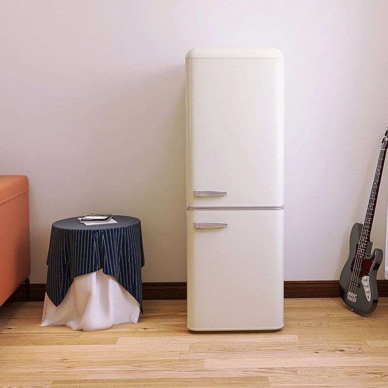 金松 bcd-203r 小型家用 白色双门 冷藏冷冻 美式复古冰箱 化妆品