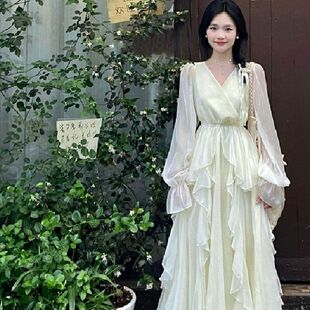 温柔风连衣裙秋仙女超仙2026高级感法式气质海边度假长袖裙子长款