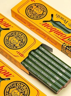 日本Tombow蜻蜓8900木头铅笔经典学生素描绘图画画 经典六角木头