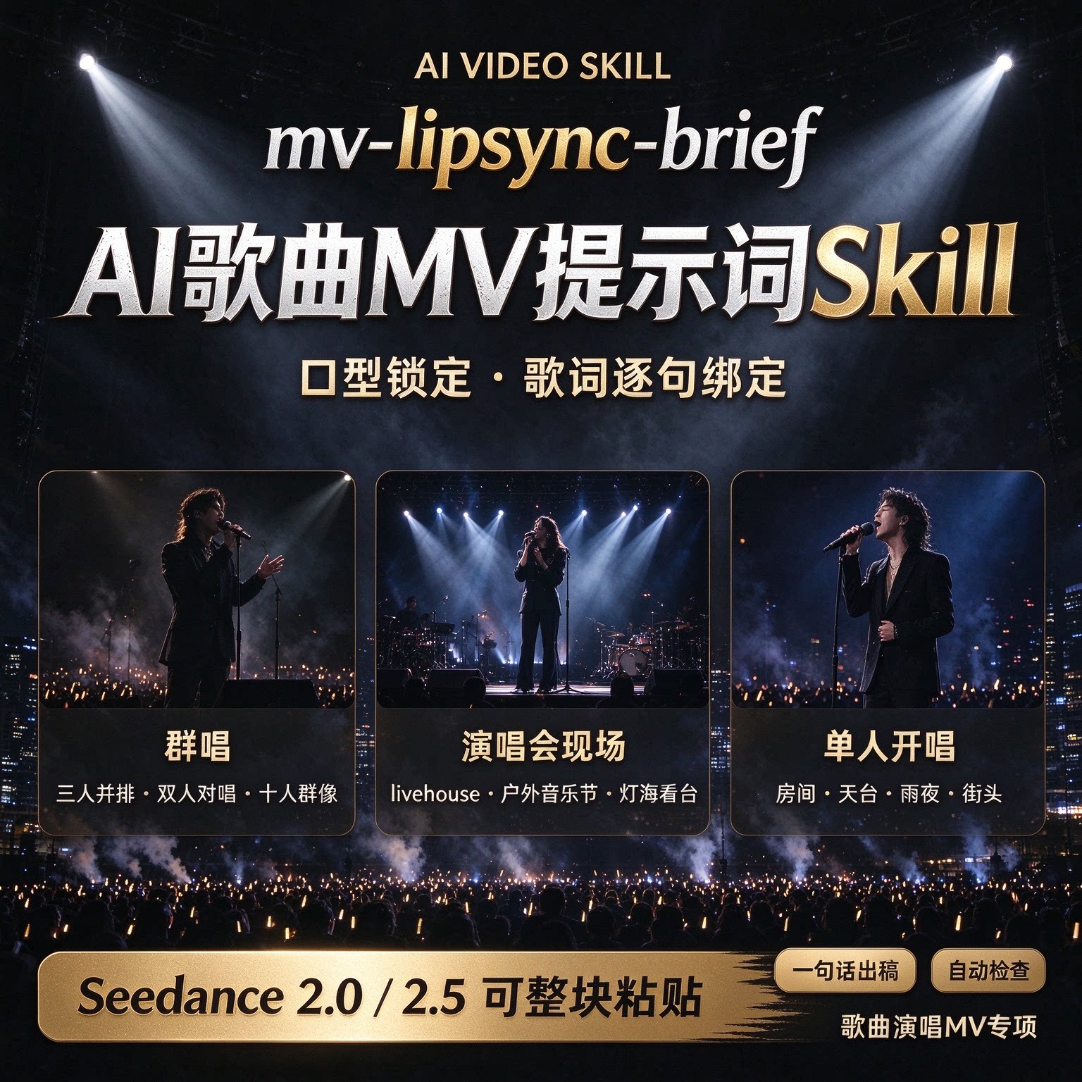 AI制作MV流程音乐短视频运镜分镜Skill Seedance2.5AI提示词模板