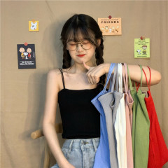 Summer new candy color slim double shoulders with T-shirt small suspender vest