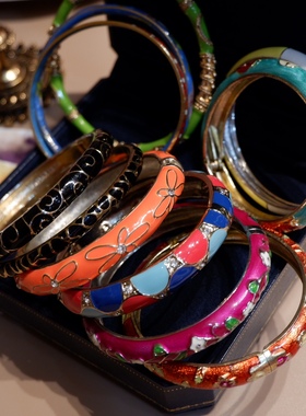 vintage古董彩色珐琅景泰蓝手镯