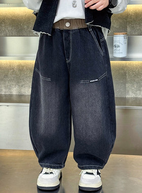 潮童轻奢男童加绒牛仔裤