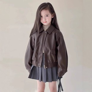 法国Uamtor女童秋冬装加绒外套2025新款流行爆款儿童皮衣冬季上衣
