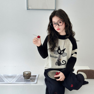 法国轻奢潮童女童毛衣内搭秋冬2025新款儿童针织衫大童冬季上衣